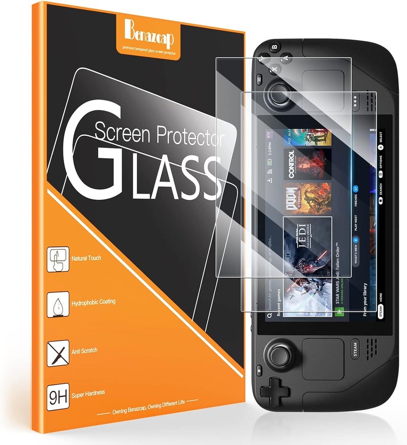 Benazcap [2 Pack Steam Deck Screen Protector 7 Inch 2021 Release, 9H Tempered Glass Film Easy Installation/Anti-Scratch/HD Clear for Steam Deck New Version - Image 1